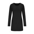 thumbnail image 4 of SROBPTY Longues Chandails à Manches pour Femmes, Mode pour Femmes Manches Longues Col Rond Taille à Pince Long Noir, TTG, 4 of 4