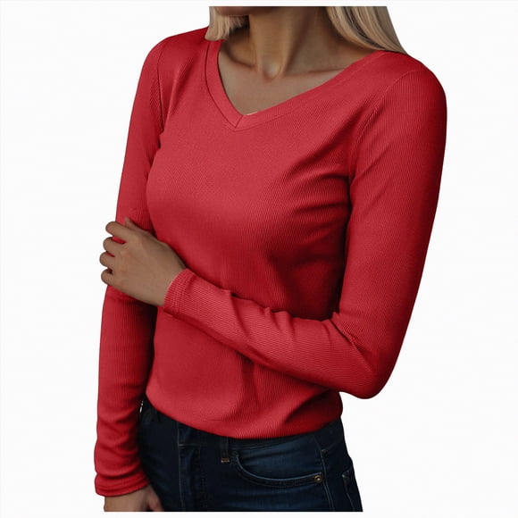 Splozh Womens Cotton T Shirts Christmas Season Sweatshirts Christmas Sweatshirt Women Christmas Graphic Crewneck Tops Red,L