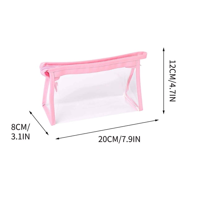 Rbaofujie Grande Trousse à Crayons Mode Sac à Crayons Transparent, un Sac de Rangement de Papeterie pour Étudiants à Grande Capacité avec des dimensions de 20cm x 12cm x 8cm. Fabriqué en Matériau PVC durable, Il Présente une Fermeture Éclair Lisse et une Bordure Rose. Convient pour Ranger des Stylos, des Marqueurs, des Fournitures Scolaires Ou de Petits Accessoires.