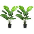 thumbnail image 1 of Gymax 2 Pack Artificial Monstera Deliciosa Tree 4ft Faux Plant w/ Cement-Filled Pot, 1 of 10