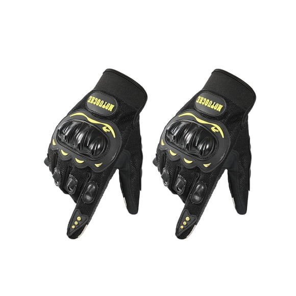 Yellow Yellow Racing Gloves For Motorcycle With Touchscreen Fingers And Anti-Fall Protection For All Weather