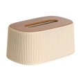 thumbnail image 1 of European-Style Elastic Tissue Box for Home and Office Desktop, Universal Fit, Durable Plastic with Rounded Edges, Modern Vertical Stripe Design(Beige), 1 of 5