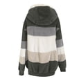 thumbnail image 5 of FAIWAD Women's Full Zip Fuzzy Fleece Hooded Coat Color Block Drawstring Fall Winter Warm Coat with Pockets, 5 of 5