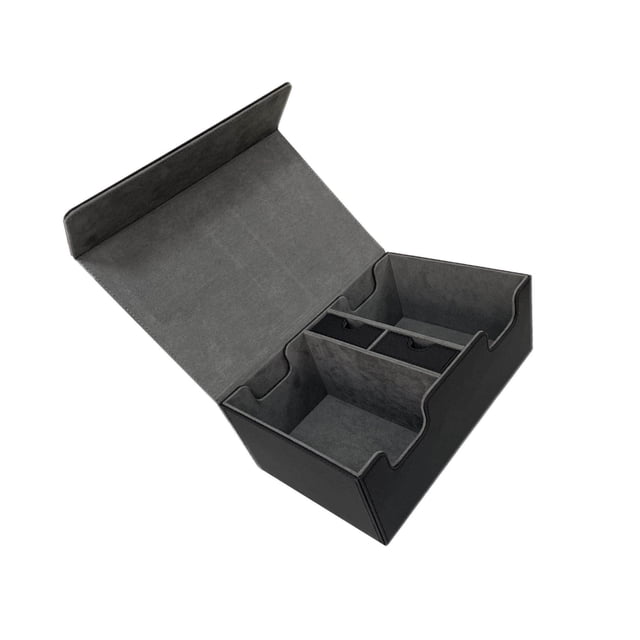 Boîte de Rangement pour Jeux de Cartes à Deux Compartiments Étui pour Jeux de Cartes Usages Multiples Multifonctionnel Noir Gris