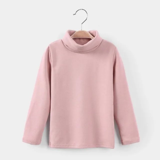 LNGOOR Nouveau 2021 Automne Hiver Garçons Filles Mode T-shirt Uni Manches Longues Col Rond Chaud Décontracté