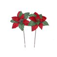 thumbnail image 1 of Christmas Red & Green Poinsettia Long Stem Pick - Ensemble De 6, 1 of 3