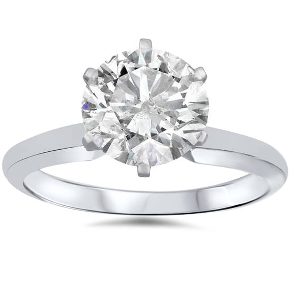 1 3/4ct Solitaire Round Diamond Engagement Ring 14K White Gold