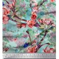 thumbnail image 1 of Soimoi Blue Rayon Fabric Insect,Peach & Pink Floral Print Sewing Fabric BTY 42 Inch Wide, 1 of 3