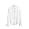 thumbnail image 2 of Blouses pour Femmes Printemps Bureau Mode Chemises Col Haut Volants Poignets Tunique Plissée Grande Taille Blanc, 2 of 7