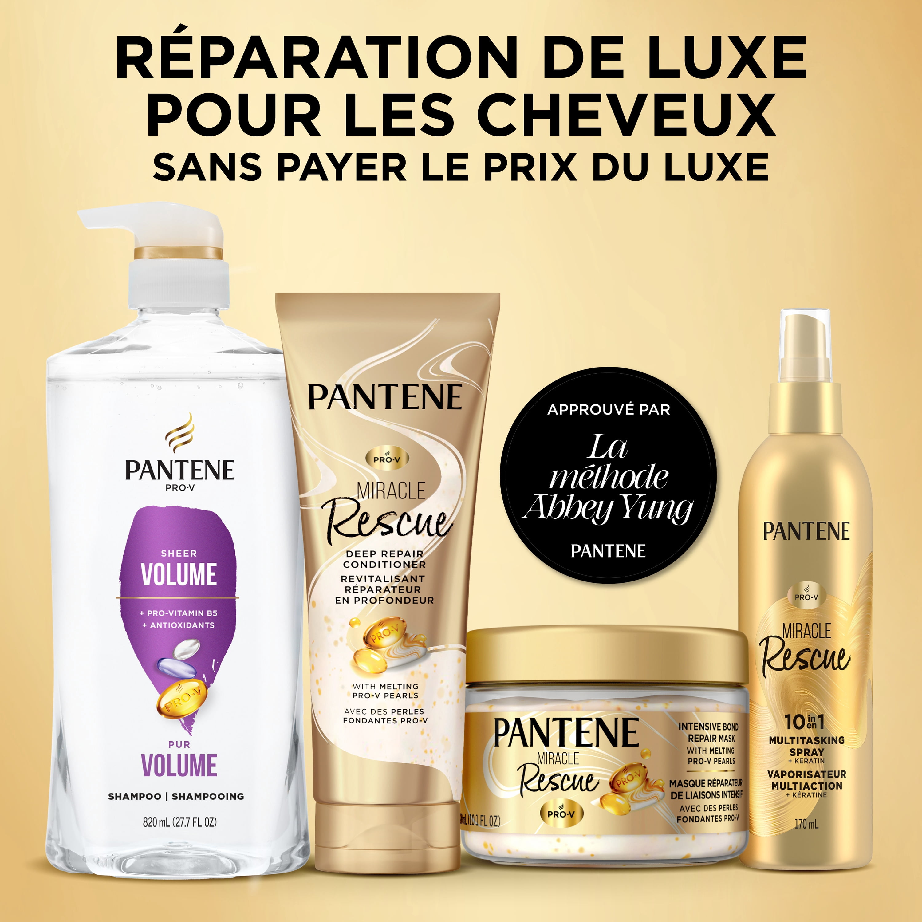 Revitalisant Réparateur enProfondeur Pantene, Masque Capillaire, Perles Fondantes Pro-V, Miracle Rescue, Réparation Des Dommages, Pour Des Cheveux Forts, Brillants et Sains, 237 mL