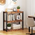 thumbnail image 4 of Gymax 3 Tier Bookshelf Wooden Bookcase w/ Dual Anti-Tipping Kits Open Shelving Unit Rustic Brown & Black, 4 of 10