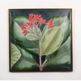 thumbnail image 1 of Red Flower Buds Against Green Leaves Framed Painting, 1 of 1