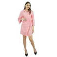 thumbnail image 3 of Bimba Peignoir Court Uni pour Femmes avec Ceinture, Modal Doux en Coton, Enveloppant, Rond, Uni, 3 of 6