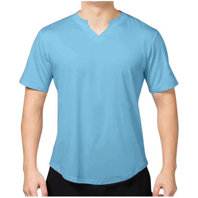 cfhntfmh Mens Gym Shirts Summer Basic Solid Color Short Sleeve V Neck Tees Casual Loose Athletic Workout Tops