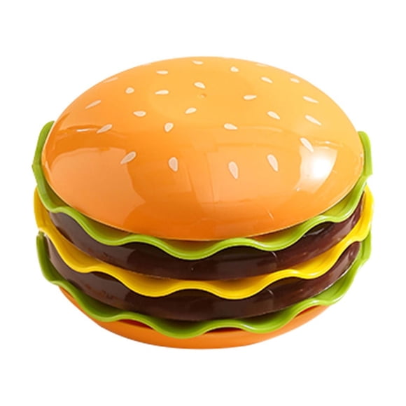 Plastic Dinnerware Set 7-Piece Stackable Burger Style Plates And Bowls With Lids 6.6 In Diameter Dishwasher Safe