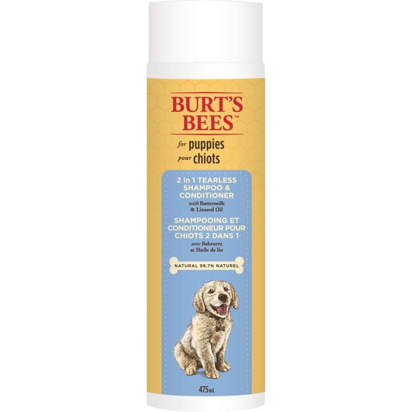 Burt's Bees 2 in 1 Tearless Shampoo Conditioner with Buttermilk Linseed Oil for Dogs Puppies Unscented