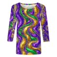 thumbnail image 4 of Penkiiy Blouse Carnaval Manches 3/4 Chemise de Printemps Quotidienne Tee Imprimé Masque Blouse Mardi Gras Col Rond 2024 Tee Tunique Habillée S Multicolore, 4 of 5