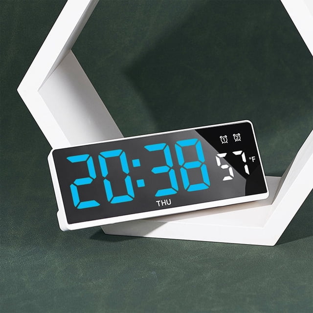 RXIRUCGD Réveil à DEL Réveil Multifonction Horloge de Bureau Affichage de la Température Réveil à Réglages Multiples Date Semaine Affichage de la Température Luminosité Réglable