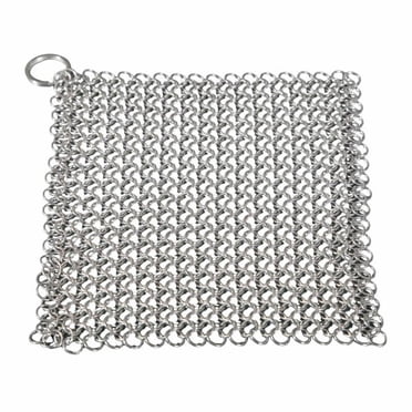 Camp Chef Chainmail Scrubber - 7x7 Inch Stainless Steel Cookware Cleaner for Cast Iron & Steel Griddles