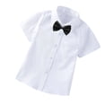 thumbnail image 1 of MeetoTime Baby Short Sleeve Blouse Solid Color Gentleman's School Uniform Button-down Shirt for Boys Baby Clothes 2-14Years, 1 of 5