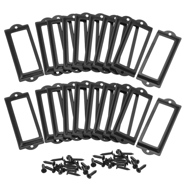 Unique Bargains 83x30mm Drawer Tag Label Metal Label Holder File Tag Frames Black 30 Pack