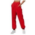 thumbnail image 1 of AherBiu Sweatpants Women High Waisted Fleece Solid Color Joggers with Pockets Fall Winter Loose Workout Running Gym Pants, 1 of 4
