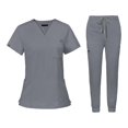 thumbnail image 4 of lionlar Nursing Uniforms Scrub Set V Neck Tops Jogger Pants Work suits for Healthcare Gray, 4 of 9