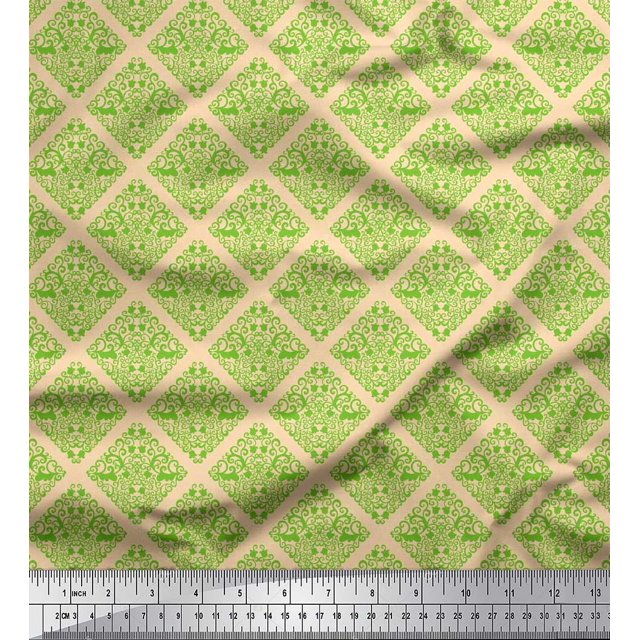 Soimoi polyester Crepe Fabric Leaves,Floral & Check Geometric Print Fabric by the Yard 52 Inch Wide