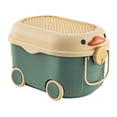 thumbnail image 1 of veasfak Cartoon Duck Shape Toy Storage Box with Wheels Storage Bin Portable Baby Clothes Green Middle, 1 of 9