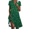 thumbnail image 1 of VEKDONE Robe Mode pour Femmes à Pois, Col en V, Manches Courtes, Ample et Confortable, Vert, P, 1 of 6