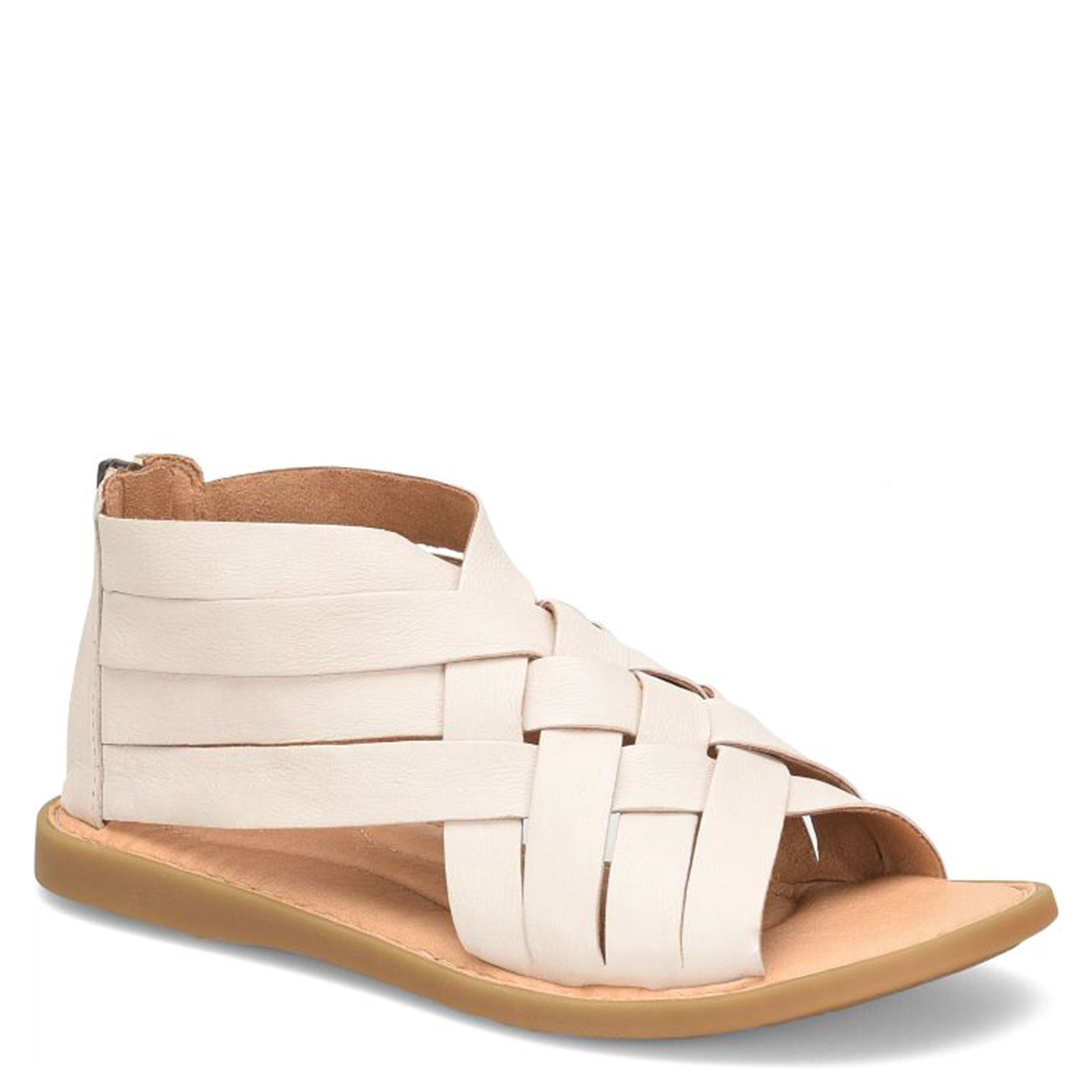 Born Women Iwa Woven Sandals, Medium Width, Back Functional Zipper, White
