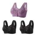 thumbnail image 1 of Bigersell Bras for Women No Underwire Front Closure 3pcs Nursing Bra Style R-80 Breathable Lace Bras Pack R-80-purple, 1 of 5