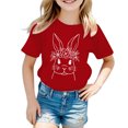 thumbnail image 2 of MIASHUI T-Shirt à Manches Courtes pour Tout-Petits, Imprimé Lapin de Pâques, Rouge, 7-8 Ans, 2 of 3