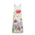 thumbnail image 4 of SMihono Robes d'Été Bohémiennes Femmes Grande Taille Mode Femmes Été Décontracté Imprimé Col en V Camisole Sans Manches Longue Robe, 4 of 5