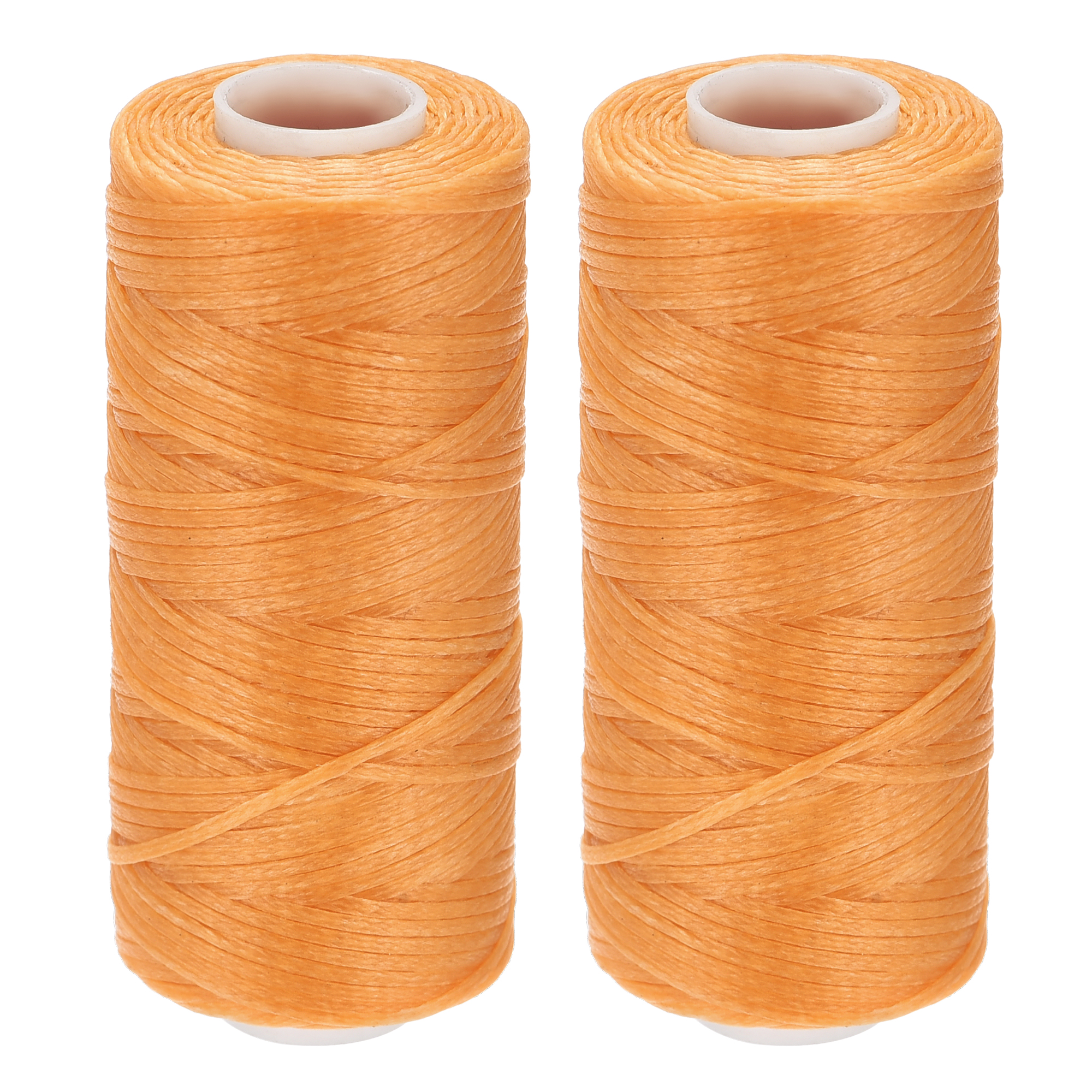 Unique Bargains Fil à Coudre en Cuir Ciré en Polyester Orange, 55 Yards, Lot de 2