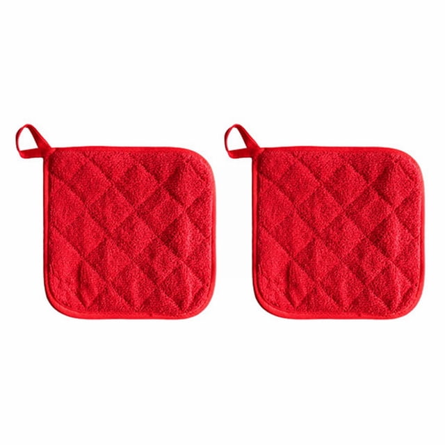 2 Piece Count 6 Color Cotton Pot Holder Set Machine Washable 8 X 8