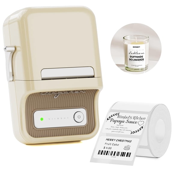 NIIMBOT B21 Label Maker, Thermal Label Printer, Portable Inkless Label Makers for Home/Office/Business, with 1 Pack 50x30mm White Label, Compatible with iOS & Android, (White)