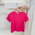 thumbnail image 2 of HVOBBTY T-Shirt Classique à Manches Courtes pour Tout-Petit, T-Shirt Ample Uni pour Enfants Garçon Fille à Manches Courtes, Blouses à Col Rond Style Western Haut Rouge Melon D\'eau, 130, 2 of 3