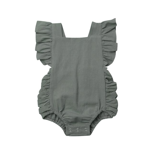 SUNSIOM Bébé Fille Combinaison Sans Manches Volant Solide Romper Tenue d'Été