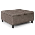 thumbnail image 1 of SIMPLIHOME Harrison Ottomane de Rangement Carrée pour Table Basse de 36 Pouces de Large avec Dessus Relevable, Tabouret Repose-Pieds Cocktail en Tissu Tweed Capitonné Brun Vison Rembourré pour le Salon, Traditionnel, 1 of 5