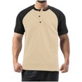 thumbnail image 1 of Mens Basketball Shirts Summer Breathable Henley Shirts Color Blocked Loose Fit Athletic Top Button Up Basic T-Shirts ,S-3XL, 1 of 7