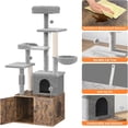thumbnail image 4 of EastVita 2-in-1 Cat Tree with Litter Box Enclosure,Modern Cat Tower with Scratching Posts,Multiple Platform and Large Condo,Multilevel Indoor Kitten House,Retro Brown, 4 of 8