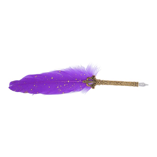 Feather Pen, Retro Elegant Replaceable Nibs Quill Pen Set For Office For Home For School Purple