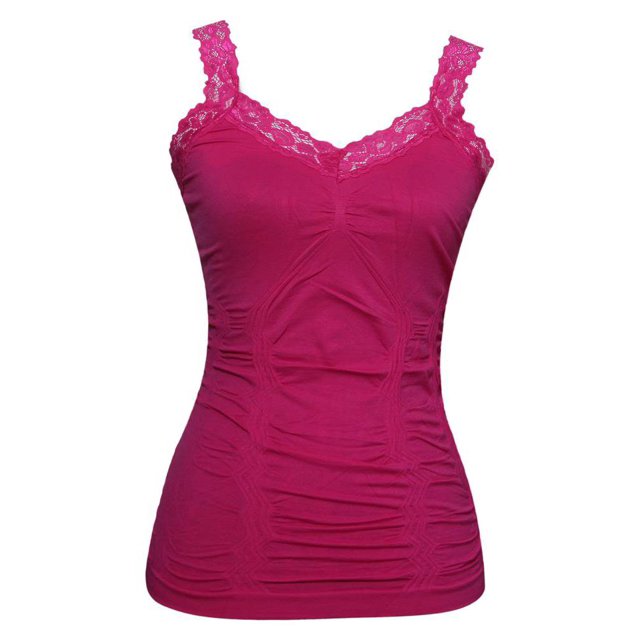 Womens Lace Trim Camisoles - Fuchsia