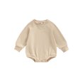 thumbnail image 1 of Faithtur Bébé Filles Garçons Sweat-Shirts Couleur Unie Manches Longues Col Rond Combinaisons Automne Hiver Bébé Bodys, 1 of 9