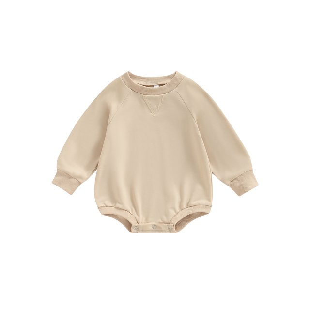 Faithtur Bébé Filles Garçons Sweat-Shirts Couleur Unie Manches Longues Col Rond Combinaisons Automne Hiver Bébé Bodys