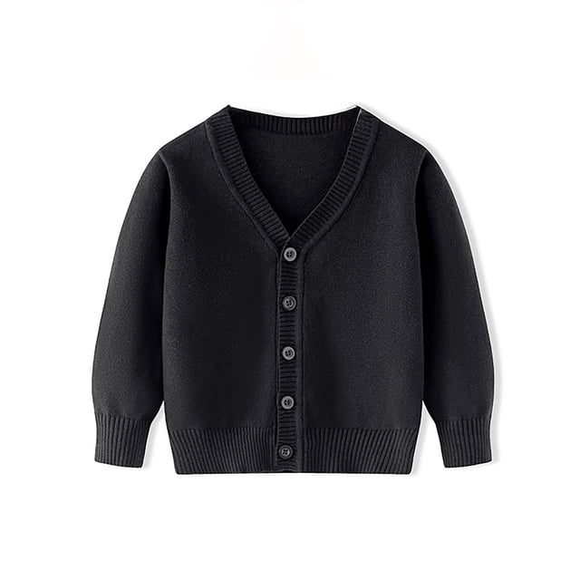 Liyamei Unisex Boy' Girls' Cardigans Sweater V Neck Long Sleeve Button Soild Knit Sweaters For 2 10 Years