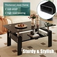 thumbnail image 4 of Rectangle Black Glass Coffee Table, Clear Coffee Table,Modern Side Center Tables for Living Room,Living Room Furniture, 4 of 10