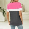 thumbnail image 4 of Yuyuzo T-Shirts pour Femmes Manches Courtes Décontractés Col en V Tops d'Été Color Block Tees Amples, 4 of 4