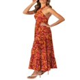 thumbnail image 3 of Femmes Été Crossover Licol Cou Sans Manches Plaid Coupé Dos Flowy une Ligne Maxi Robe Rose XL, 3 of 7